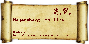 Mayersberg Urzulina névjegykártya